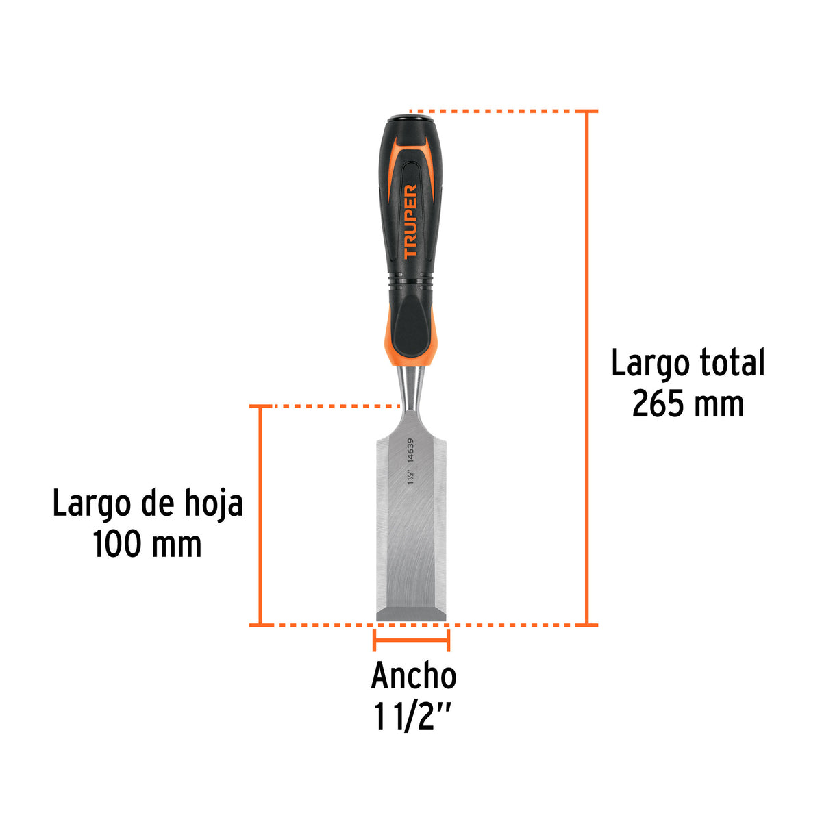 Formón 1-1/2' mango Comfort Grip, Truper 1/2'