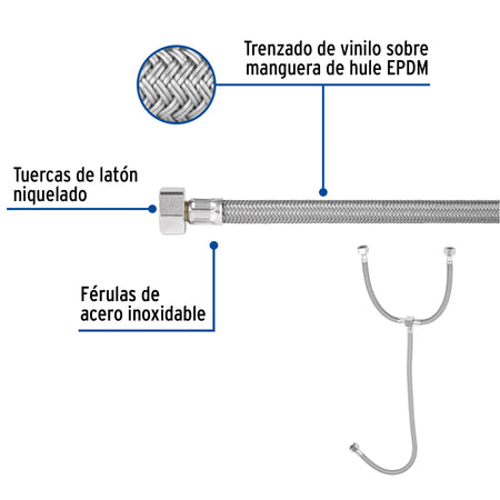 Manguera "T" lavabo/fregadero vinilo 1/2"x1/2"x1/2" 55cm