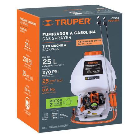 Fumigador de 25 L con motor a gasolina de 2 tiempos Truper
