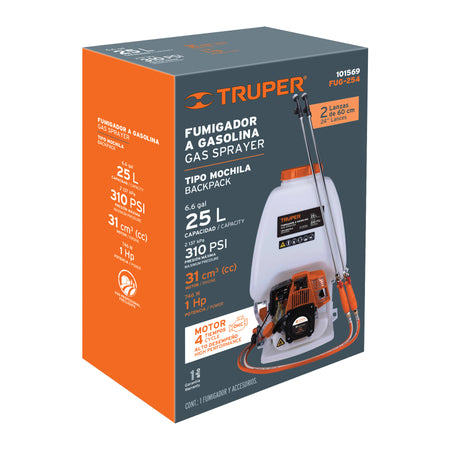 Fumigador de 25 L con motor a gasolina de 4 tiempos Truper
