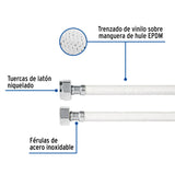 Manguera p/WC, vinilo blanco, 1/2' x 7/8', 35 cm 1/2', 7/8', 35 cm, blanco