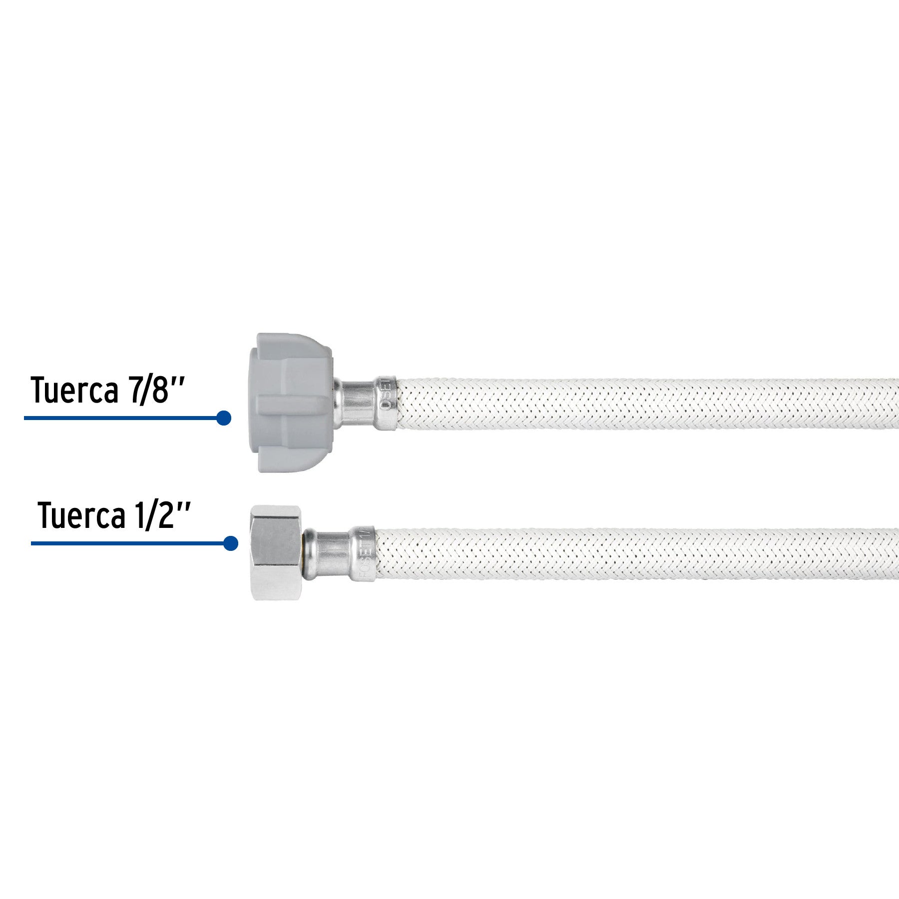 Manguera p/WC vinilo blanco 1/2x7/8" 35cm plastico/laton