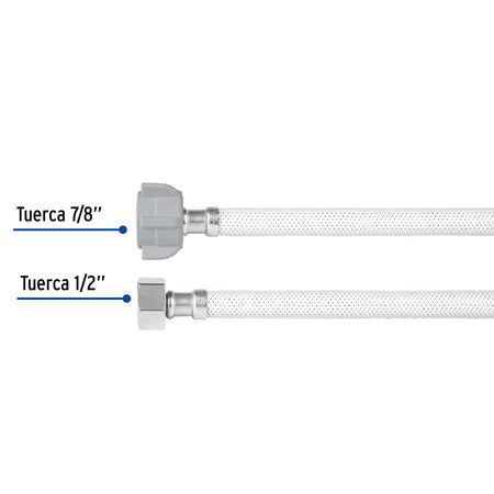 Manguera p/WC vinilo blanco 1/2x7/8" 35cm plastico/laton