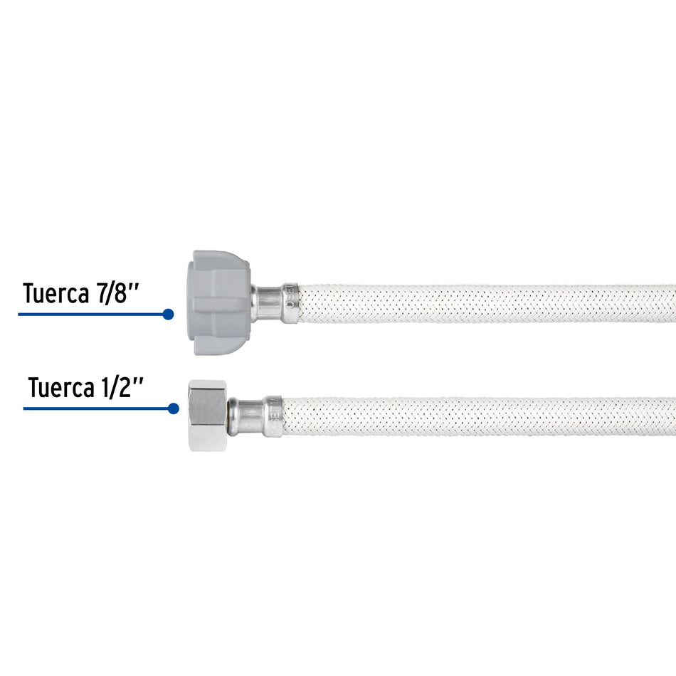 Manguera p/WC vinilo blanco 1/2x7/8" 35cm plastico/laton