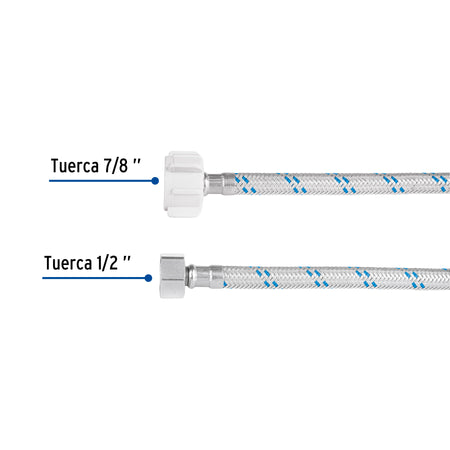 Manguera p/WC aluminio x plastico/laton 60 cm