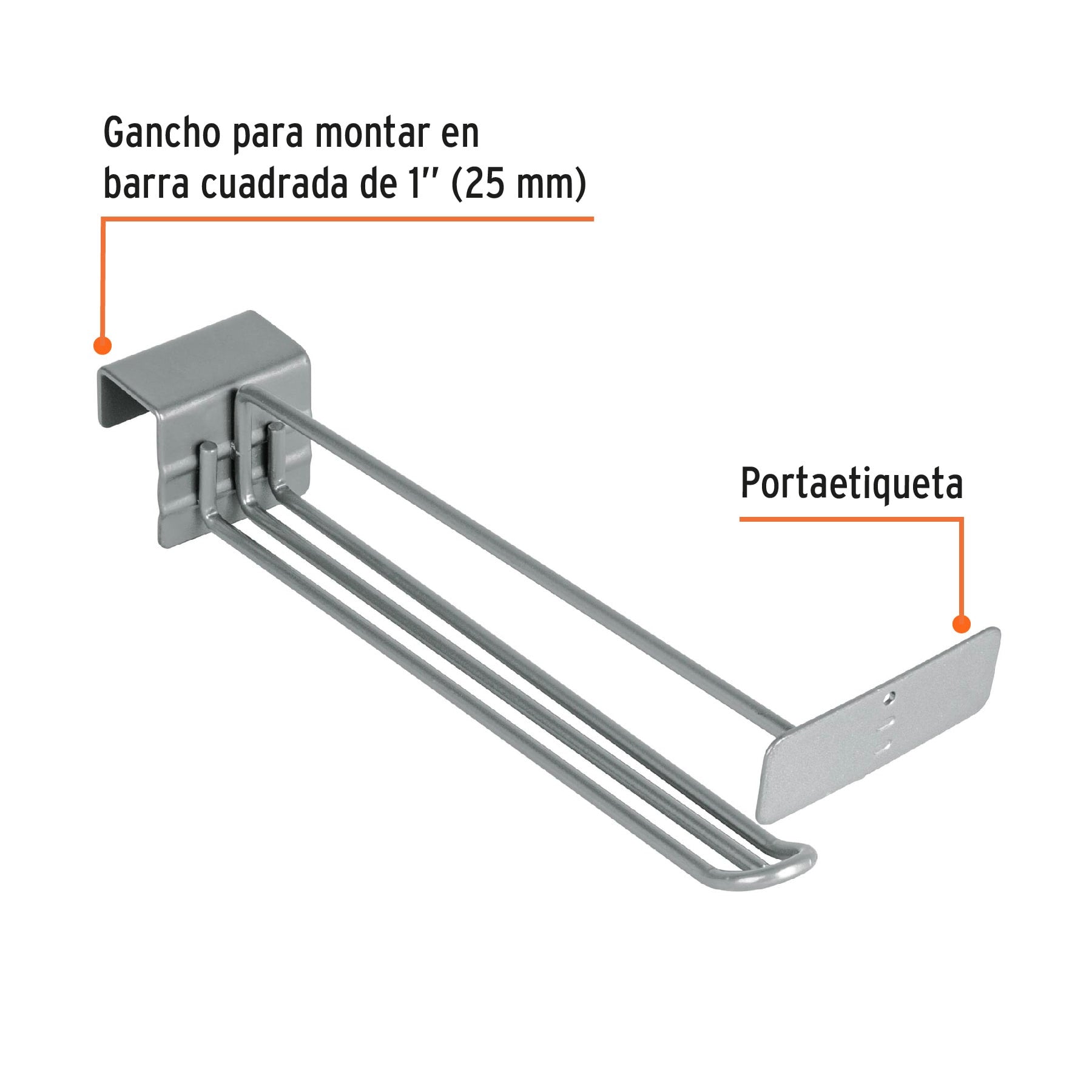 Gancho recto reforzado de 10' con portaetiqueta, Truper