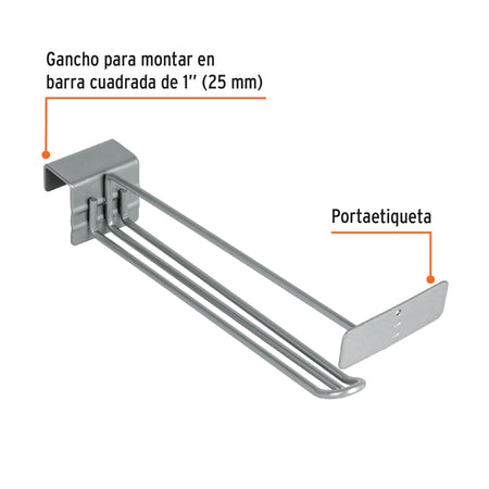 Gancho recto reforzado de 10' con portaetiqueta, Truper