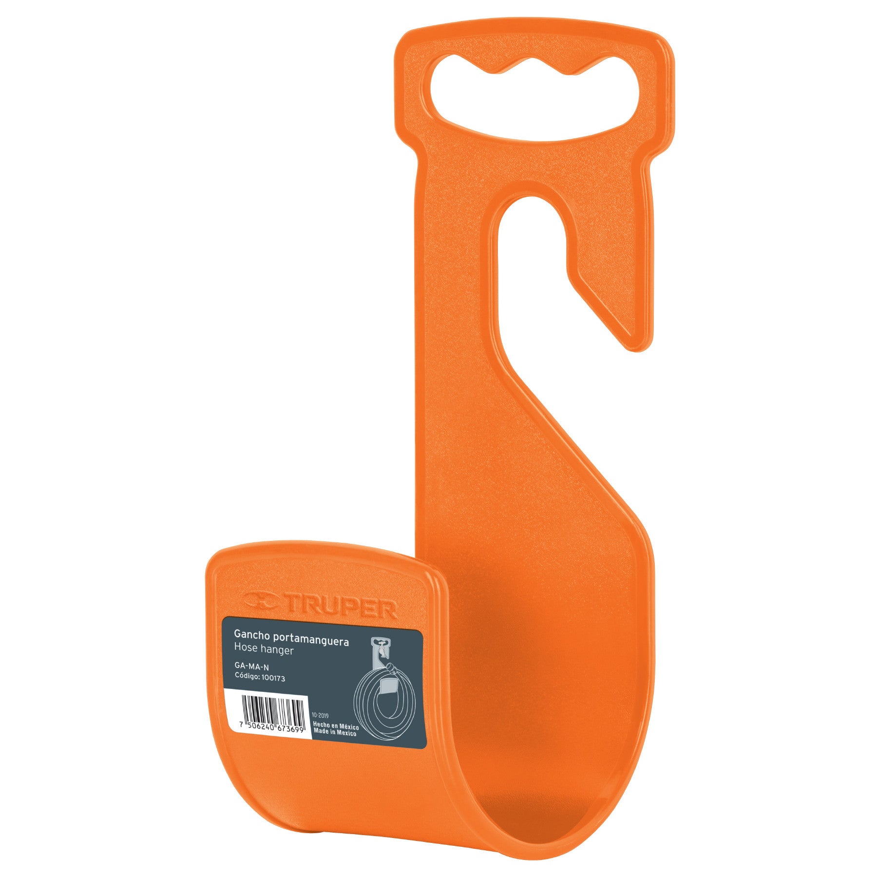 Gancho plastico naranja para manguera de jardin Truper