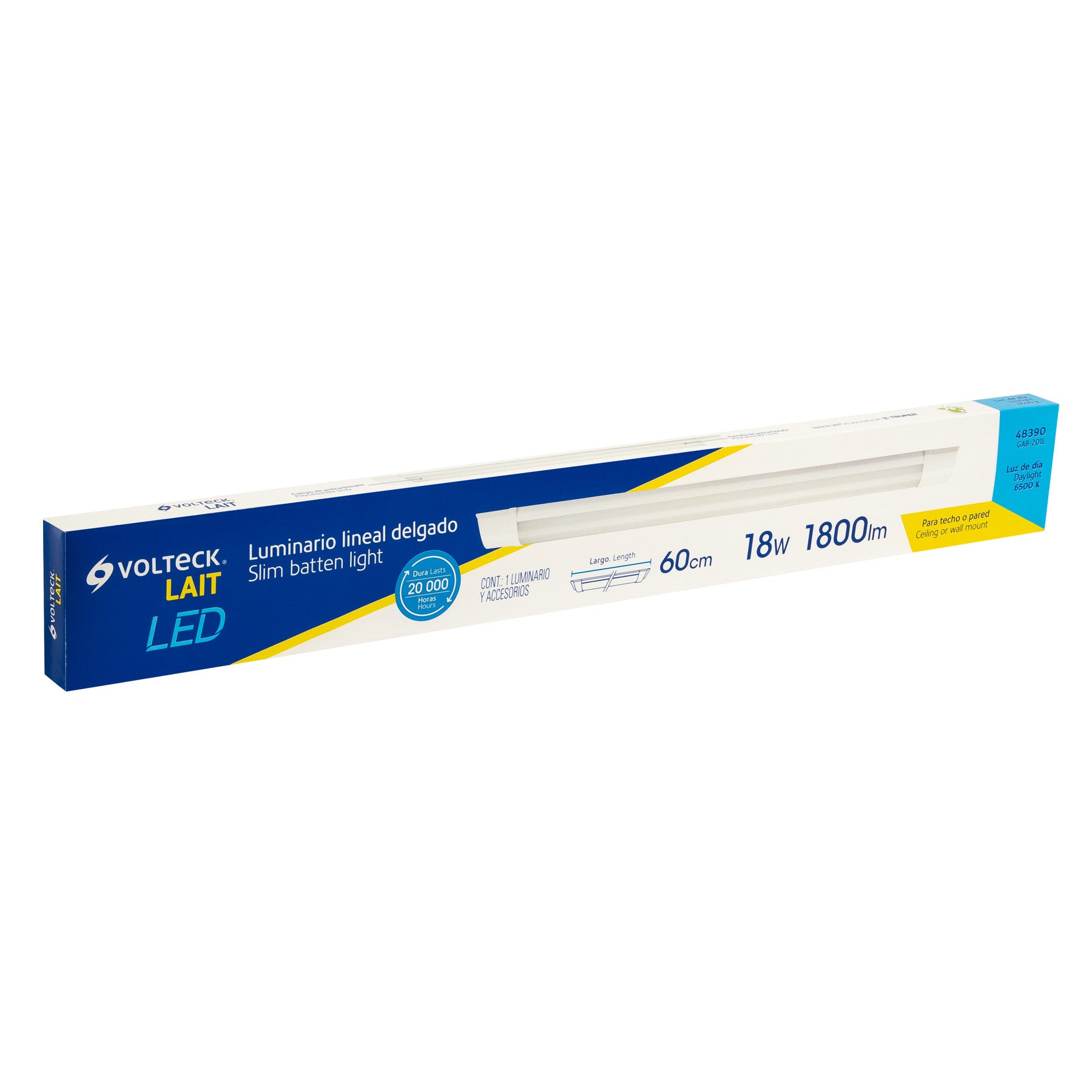 Luminario lineal delgado de LED 18 W para gabinete, Volteck 18 W
