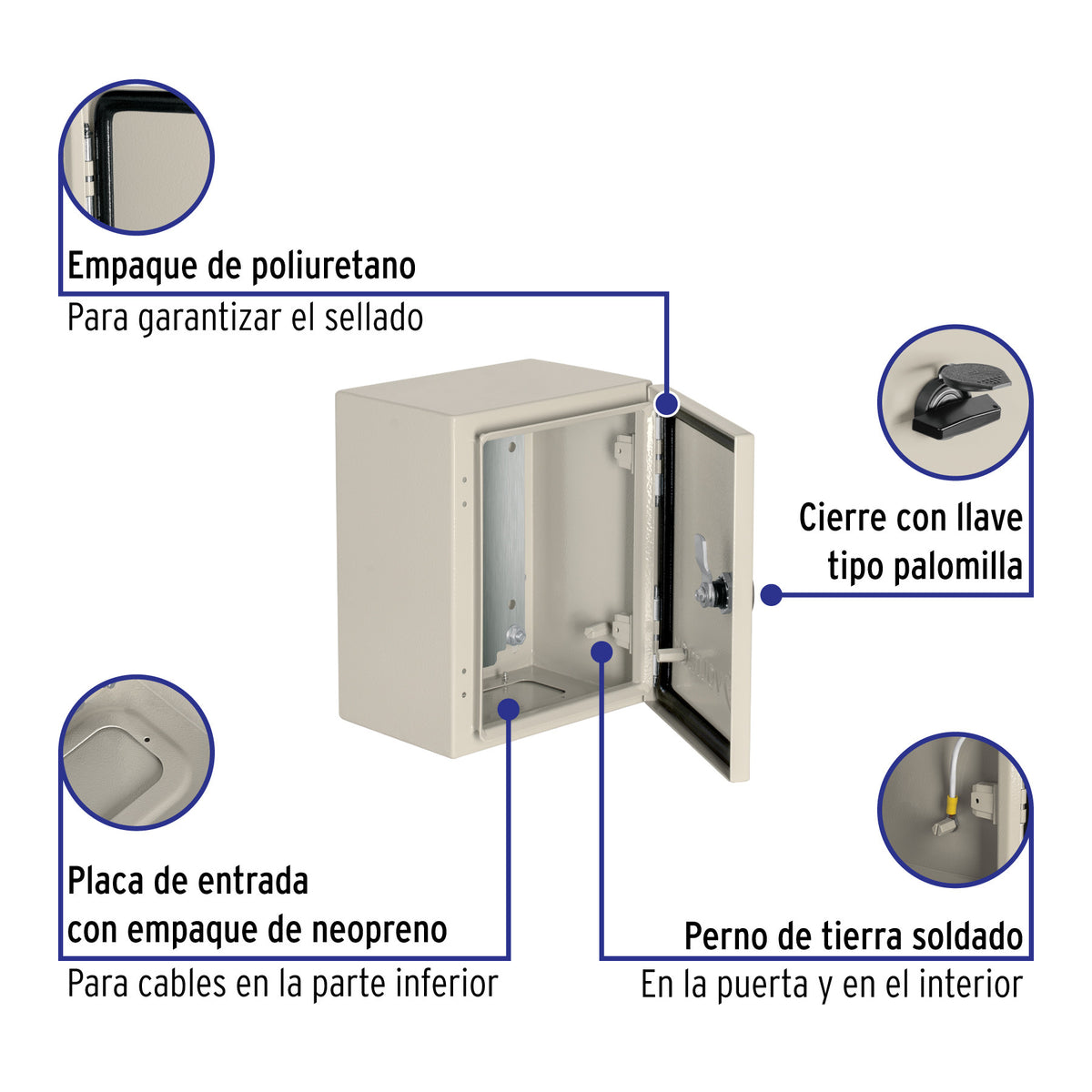 Gabinete metálico, 250 x 200 mm, VOLTECK 250 x 200 mm