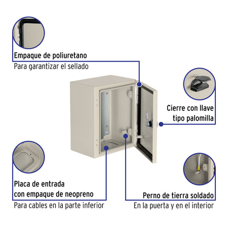 Gabinete metálico, 250 x 200 mm, VOLTECK 250 x 200 mm
