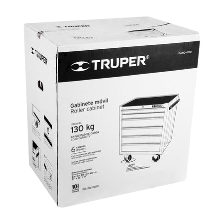 Gabinete metalico movil 6 cajones capacidad 130 kg Truper