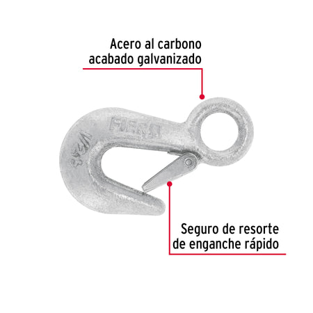 Gancho eslinga de acero forjado 3/4', carga 500 kg, FIERO 3/4', 500 kg