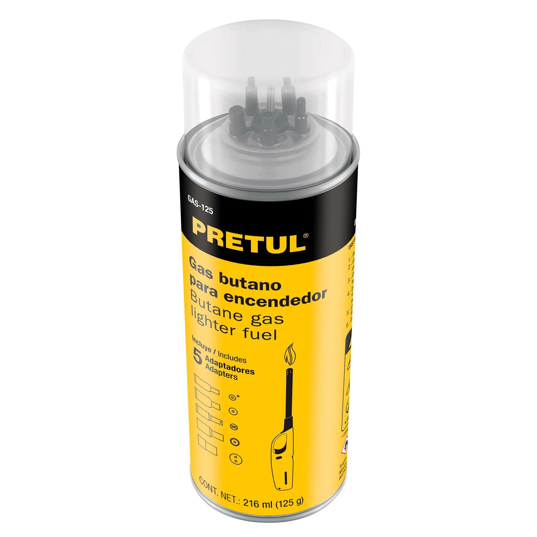 Lata de gas butano para encendedor 125 g PRETUL