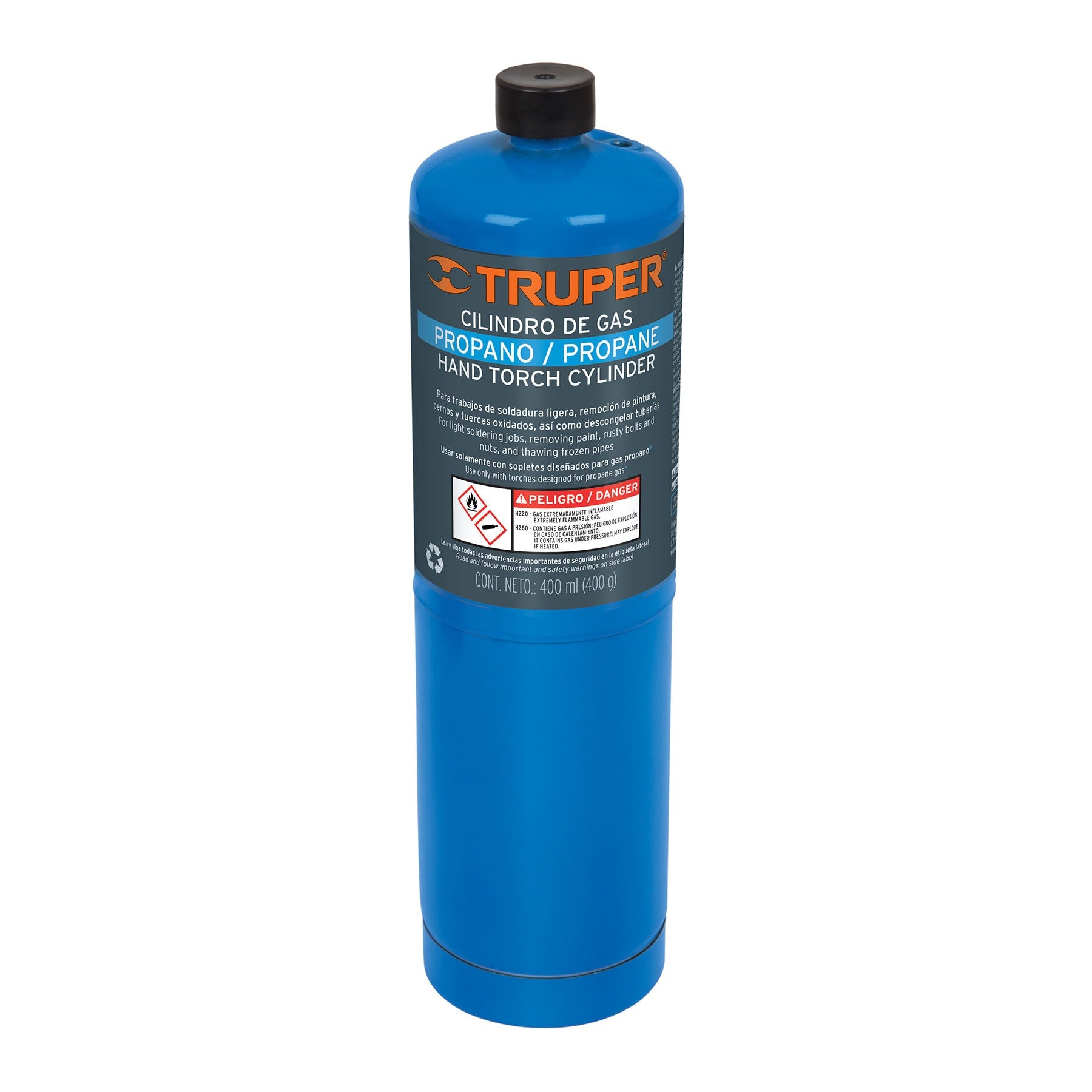 Cilindro de gas propano de 400g azul TRUPER