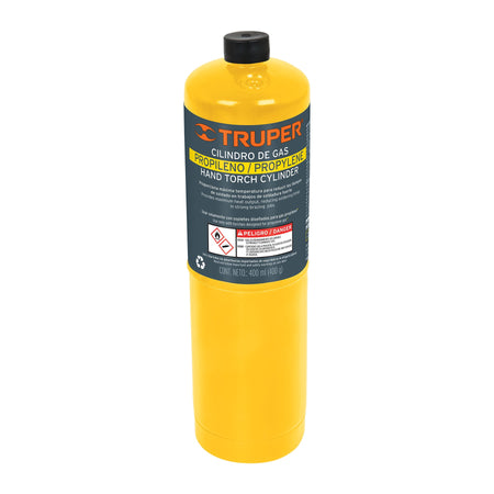 Cilindro de gas propileno de 400g amarillo TRUPER