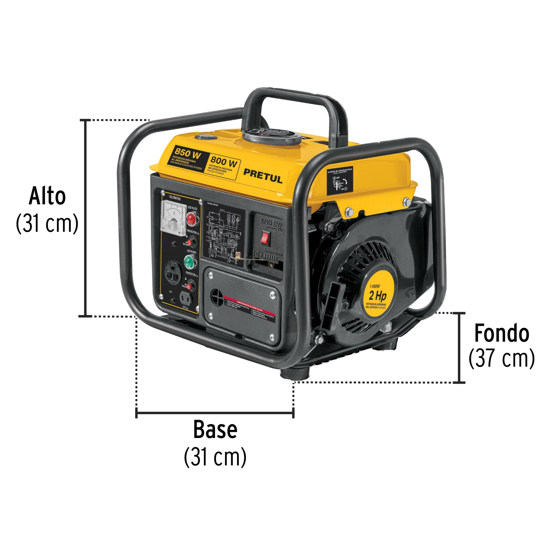 Generador portatil 0.8 kW motor 2 tiempos a gasolina PRETUL