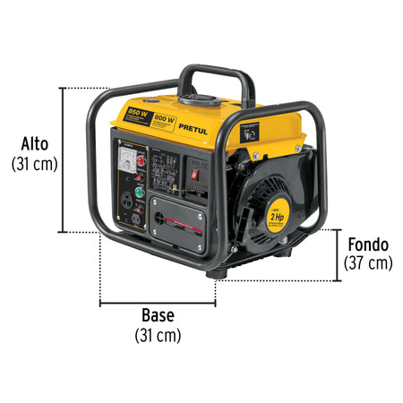 Generador portatil 0.8 kW motor 2 tiempos a gasolina PRETUL