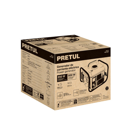 Generador portatil 0.8 kW motor 2 tiempos a gasolina PRETUL