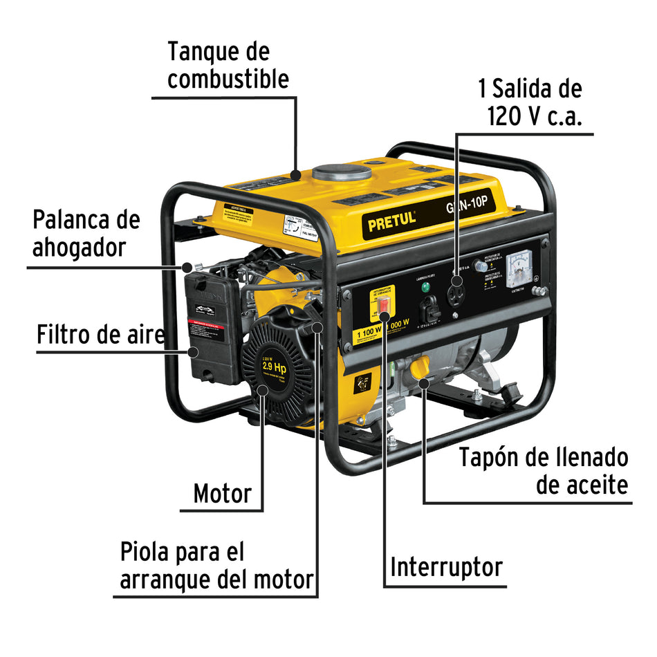 Generador portatil motor a gasolina PRETUL 1 kW