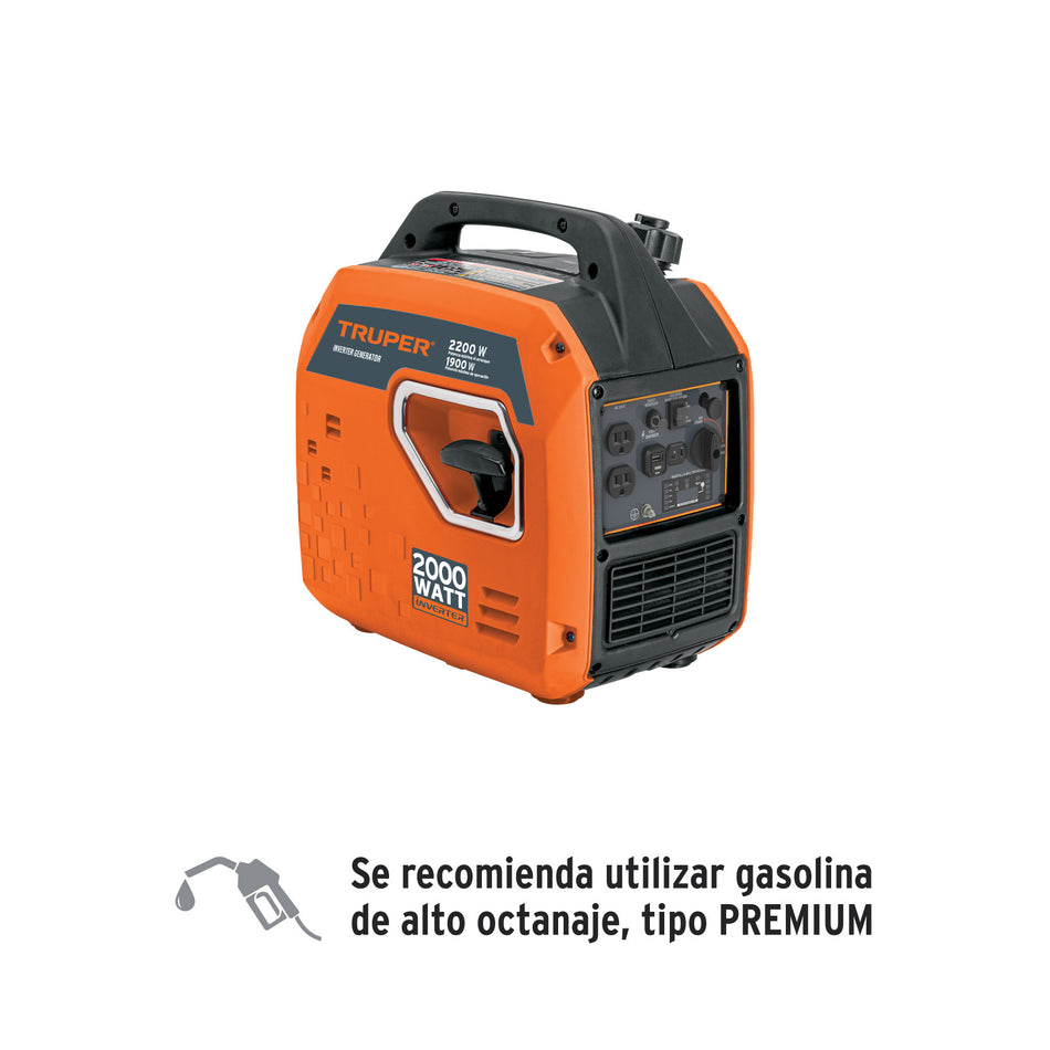Generador silencioso inverter 2.2kW 80 cc encendido manual