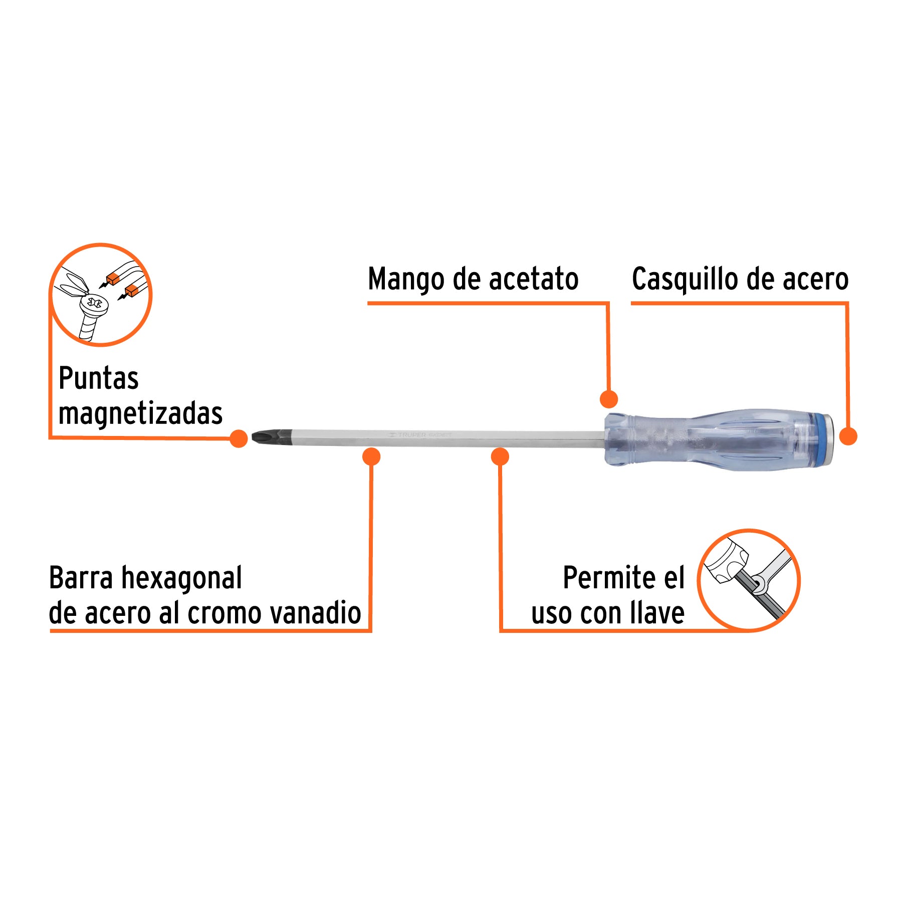 Desarmador de cruz de golpe 3/8' x 10', Truper Expert