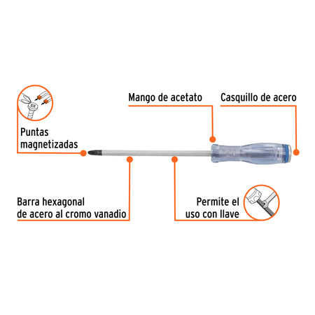 Desarmador de cruz de golpe 3/8' x 10', Truper Expert