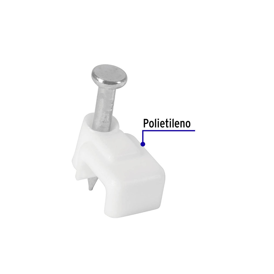 Bolsa con 20 grapas blancas de 3 x 6 mm para cable plano