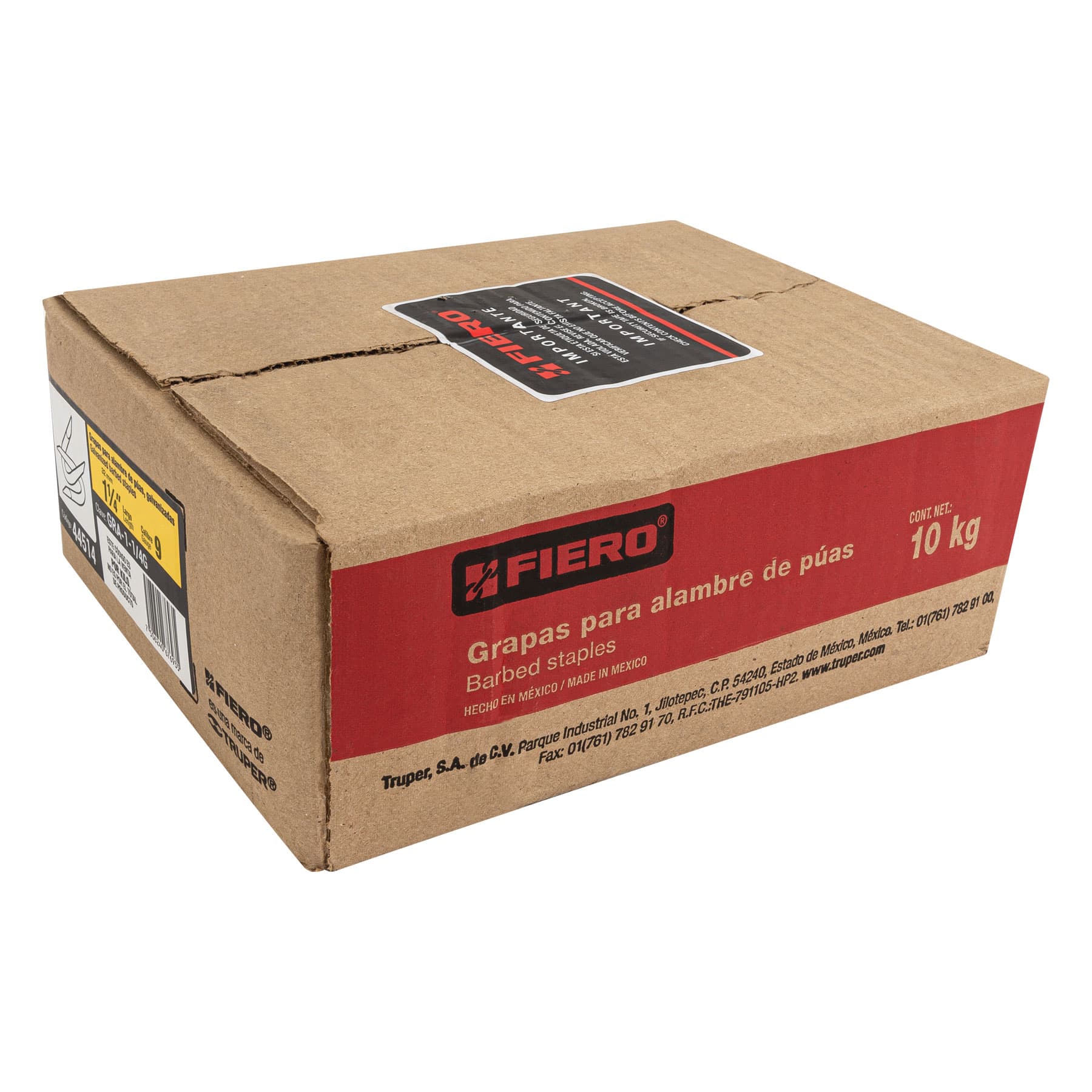 Caja con grapas galvanizadas p/alambre de puas 1-1/4"