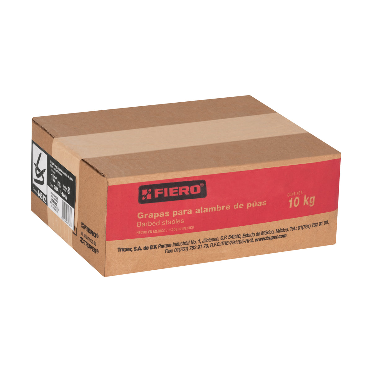 Caja con 10 kg de grapas 1-1/4" negras p/alambre de puas
