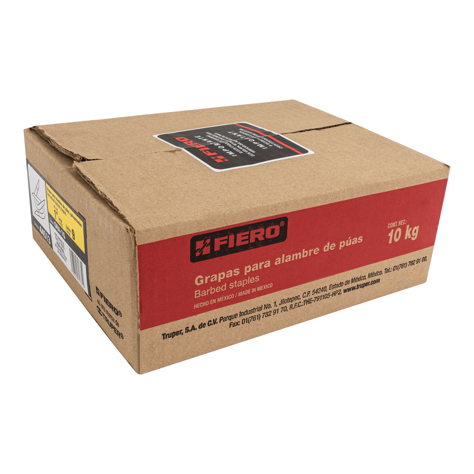 Caja con 10 kg de grapas 1" galvanizadas p/alambre de puas