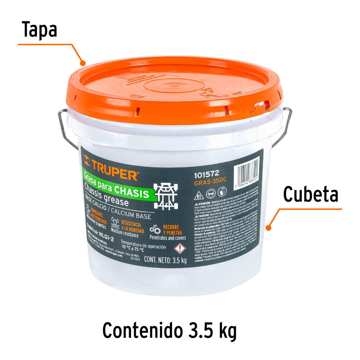 Grasa lubricante para chasis base calcio 3.5 kg Truper
