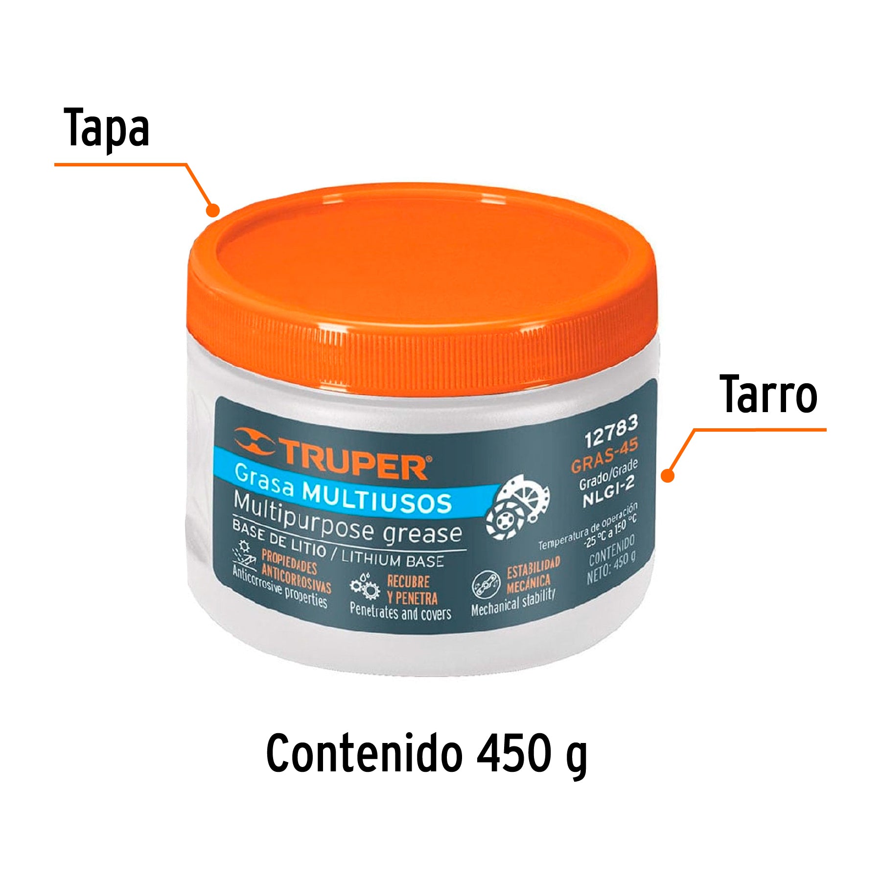 Grasa lubricante multiusos base litio 450 g Truper