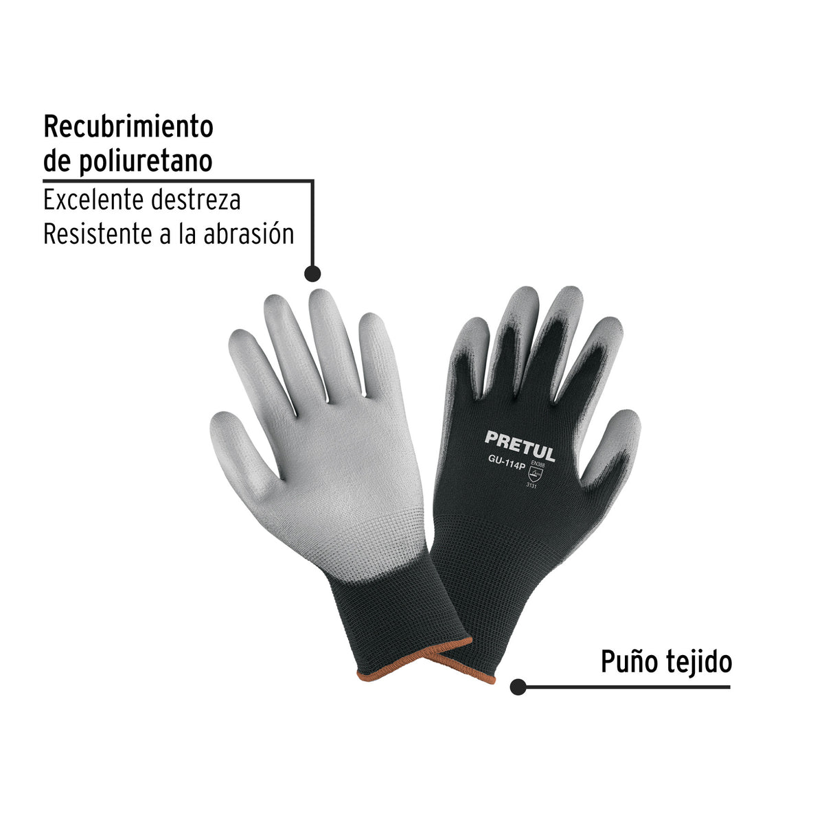 Guantes de nylon recubiertos de poliuretano XG Pretul