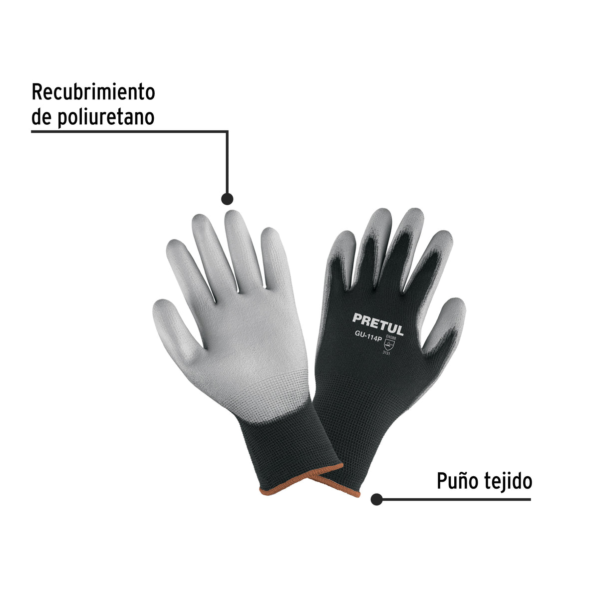 Guantes de nylon recubiertos de poliuretano XG Pretul
