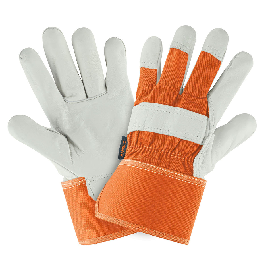 Guantes de piel de res y dorso de loneta TRUPER
