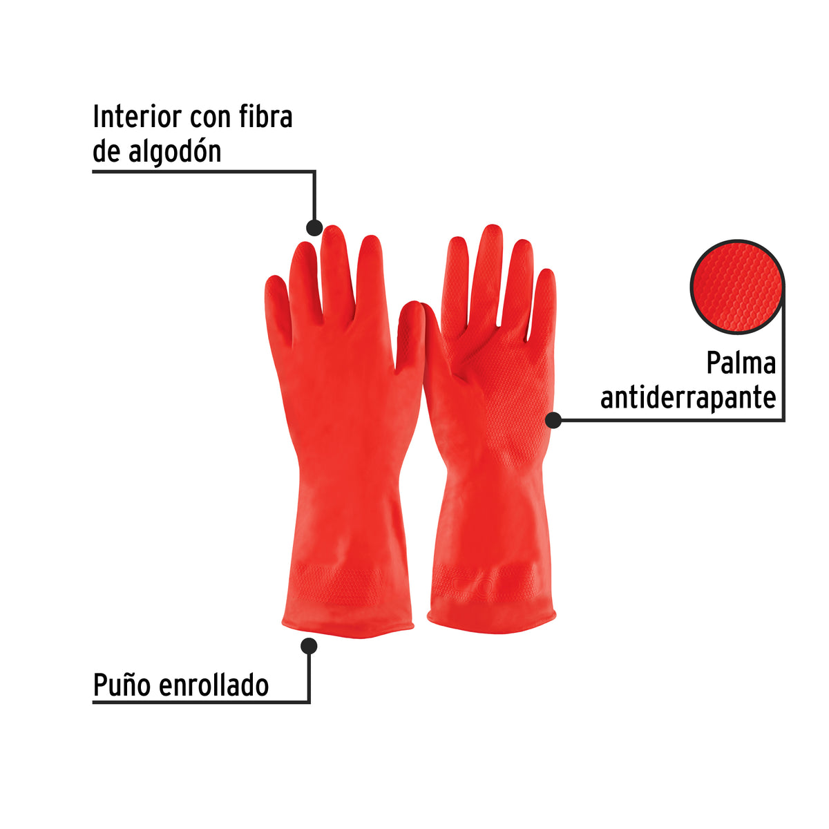 Guantes de latex para limpieza rojos Pretul G