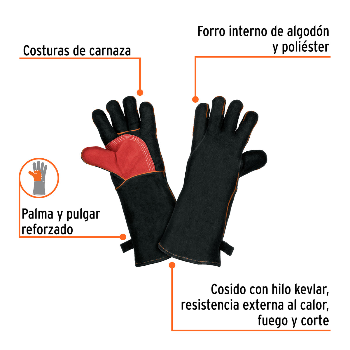 Guantes negros reforzados para soldador TRUPER EXPERT