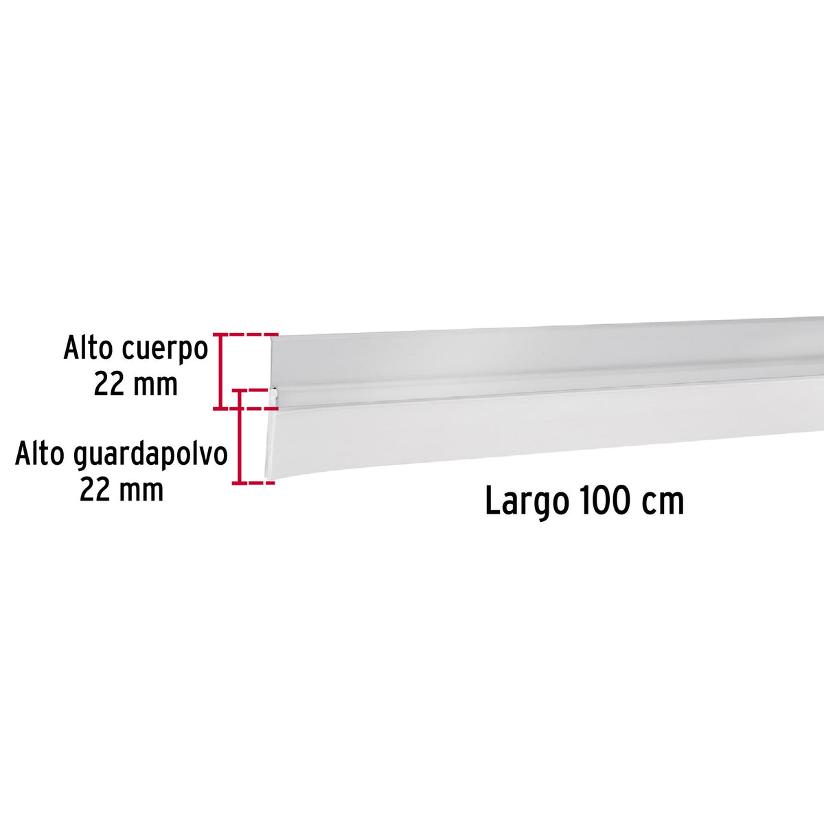 Guardapolvo fijo de 100 cm, aluminio, HERMEX 100 cm