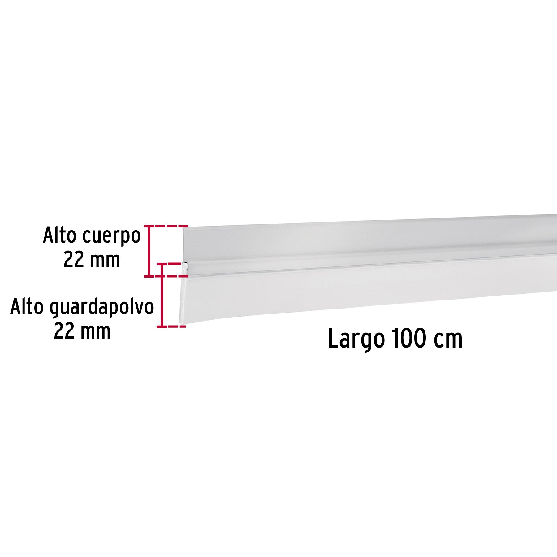 Guardapolvo fijo de 100 cm, aluminio, HERMEX 100 cm