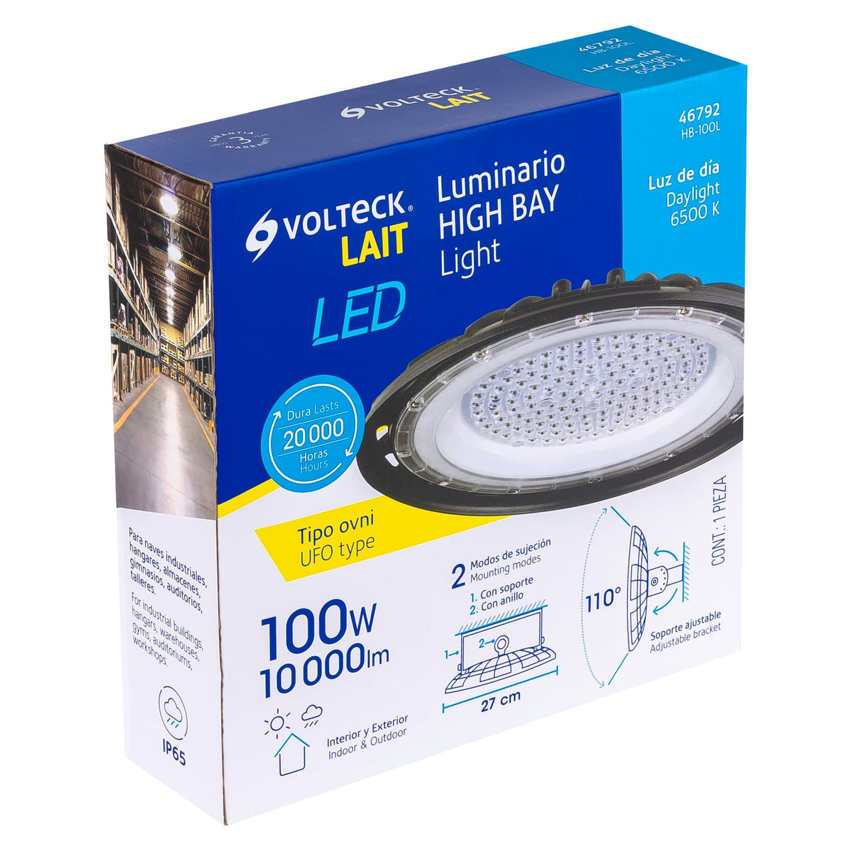Luminario LED High Bay 100 W 6500 K, VOLTECK