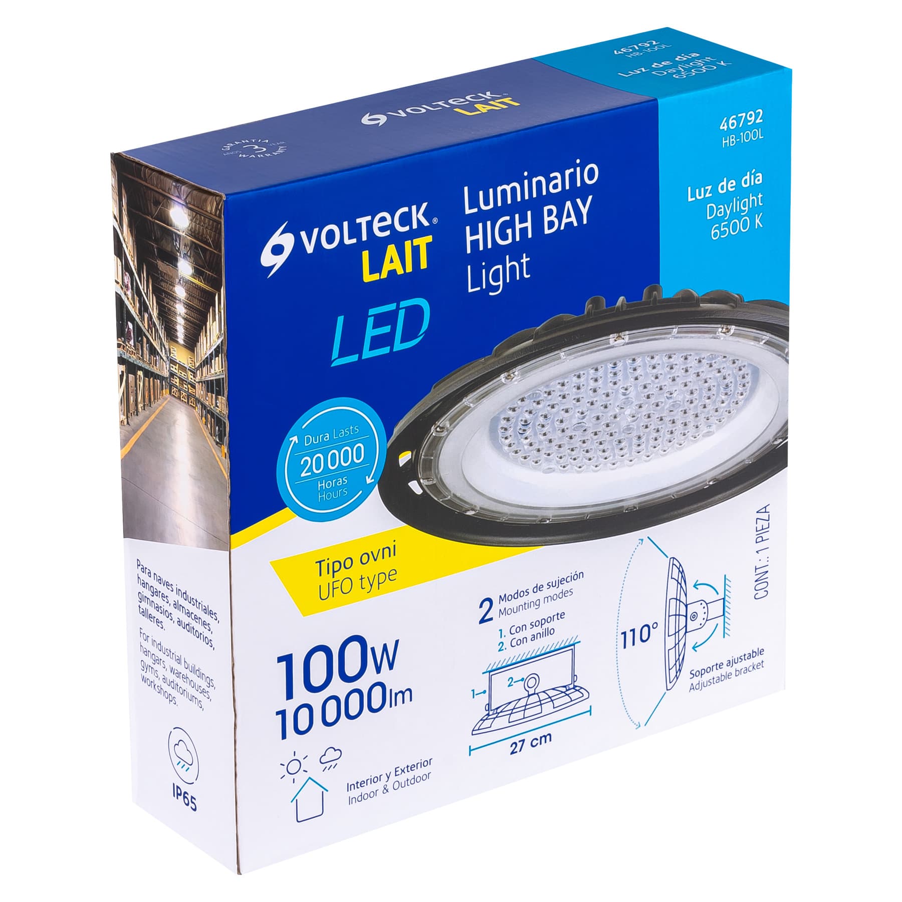 Luminario LED High Bay 100 W 6500 K, VOLTECK