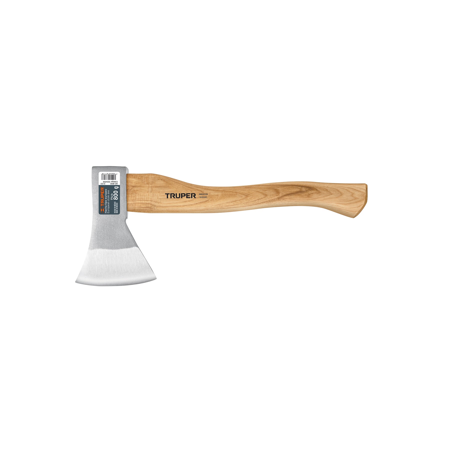 Hacha europea 800 g mango hickory 15" Truper