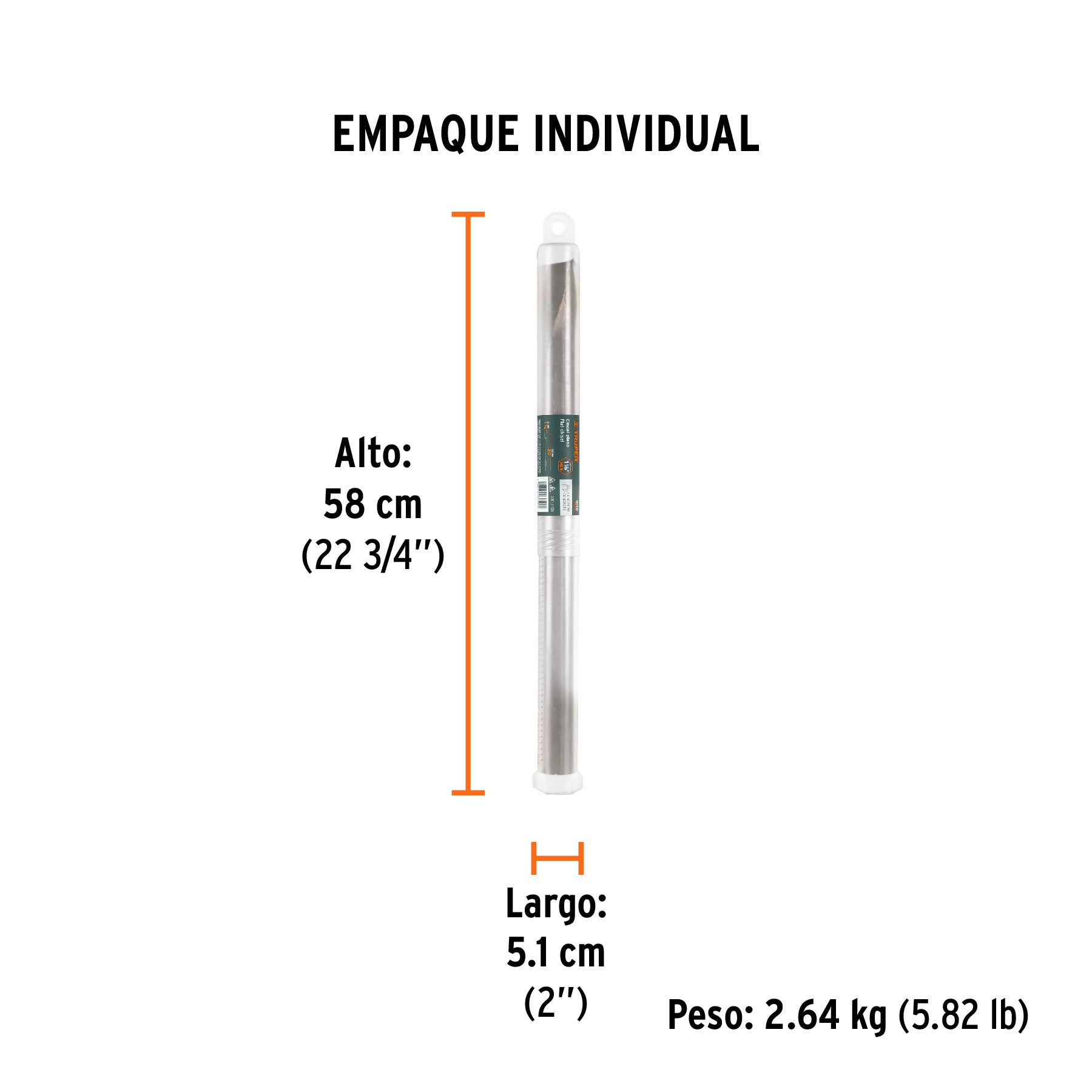 Cincel plano zanco hexagonal de 1-3/8" x 20" Truper
