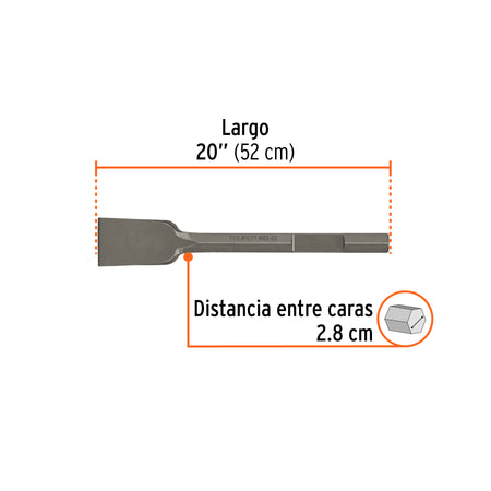 Cincel pala zanco hexagonal de 3" x 16" Truper