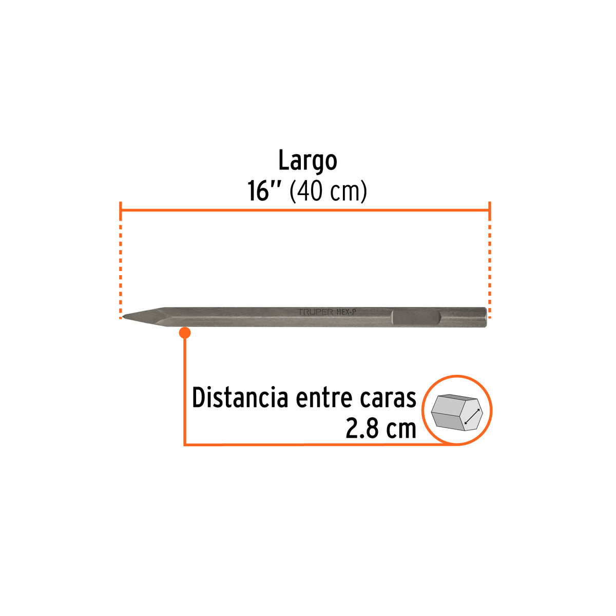 Cincel de punta zanco hexagonal de 20" Truper