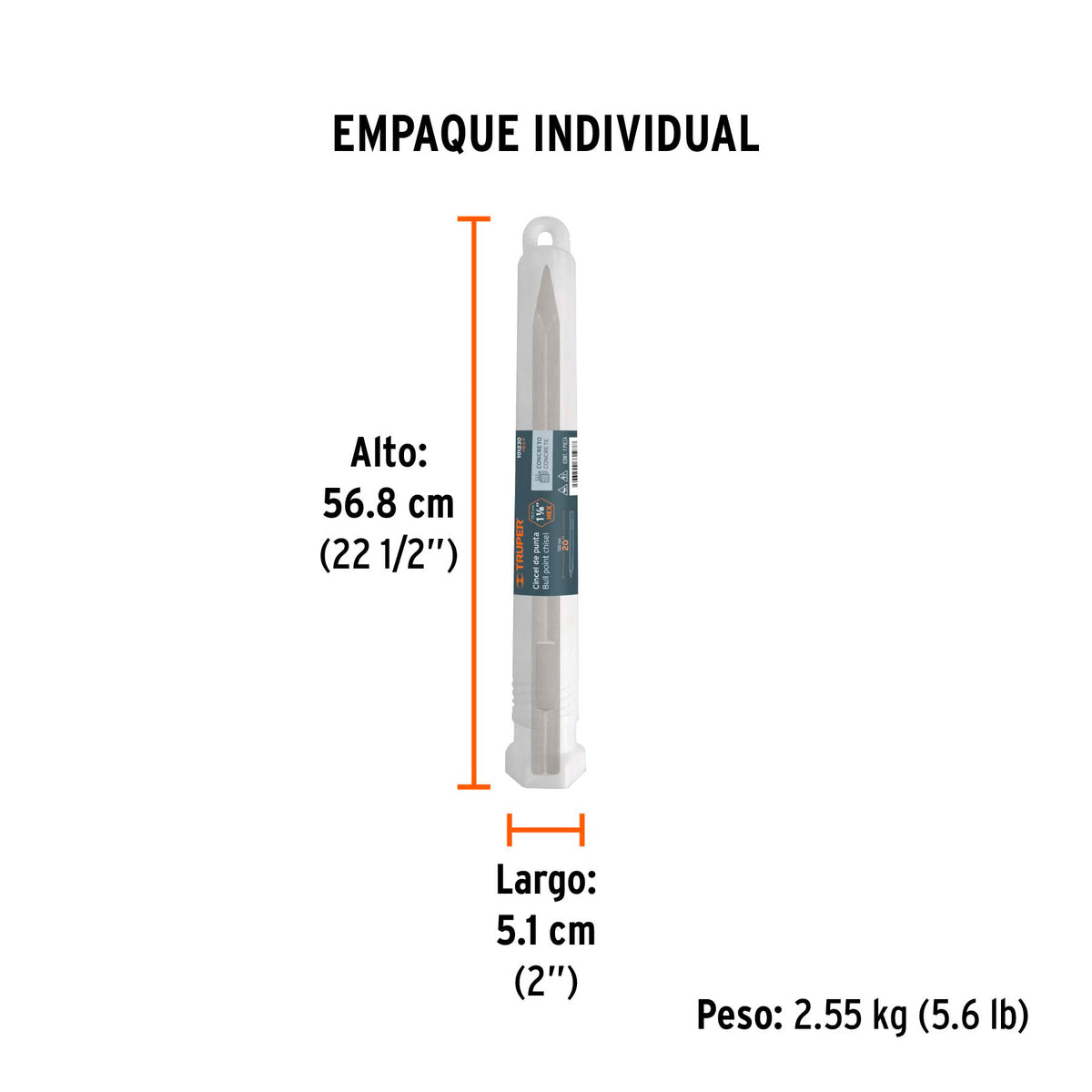 Cincel de punta zanco hexagonal de 20" Truper