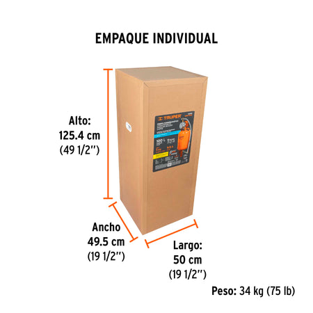 Equipo hidroneumático 100L, jet inoxidable 1 HP, TRUPER