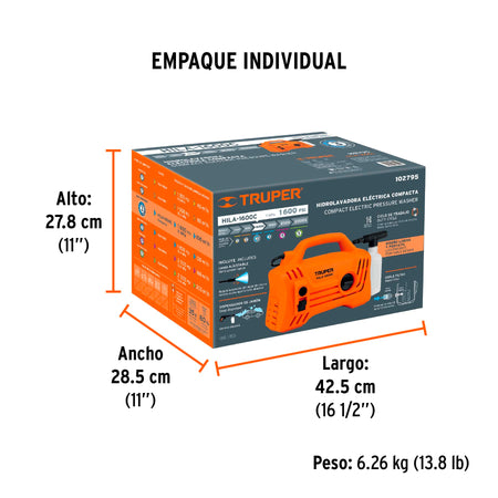 Hidrolavadora electrica compacta 1600 PSI Truper