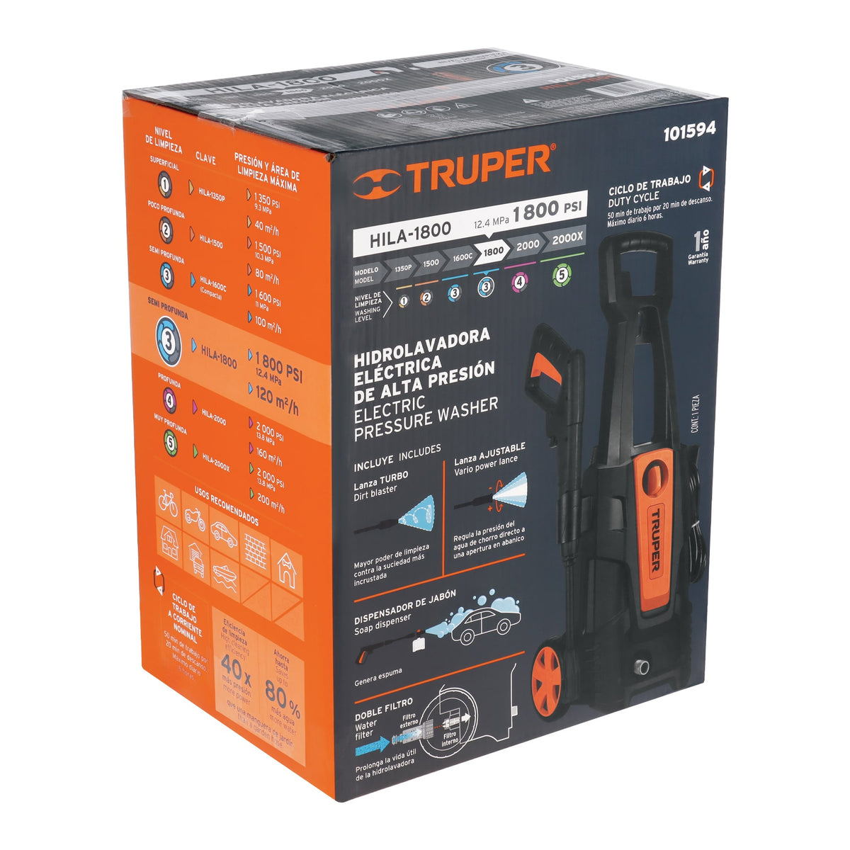 Hidrolavadora electrica 1800 PSI Truper
